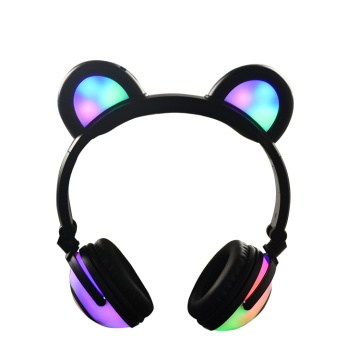 سماعات الأذن اللاسلكية الباندا الموسيقية مع ضوء LED