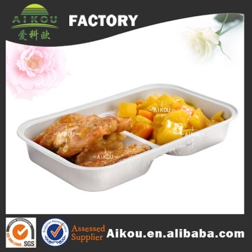 Unique microwaveable aluminum foil 2 compartment food container