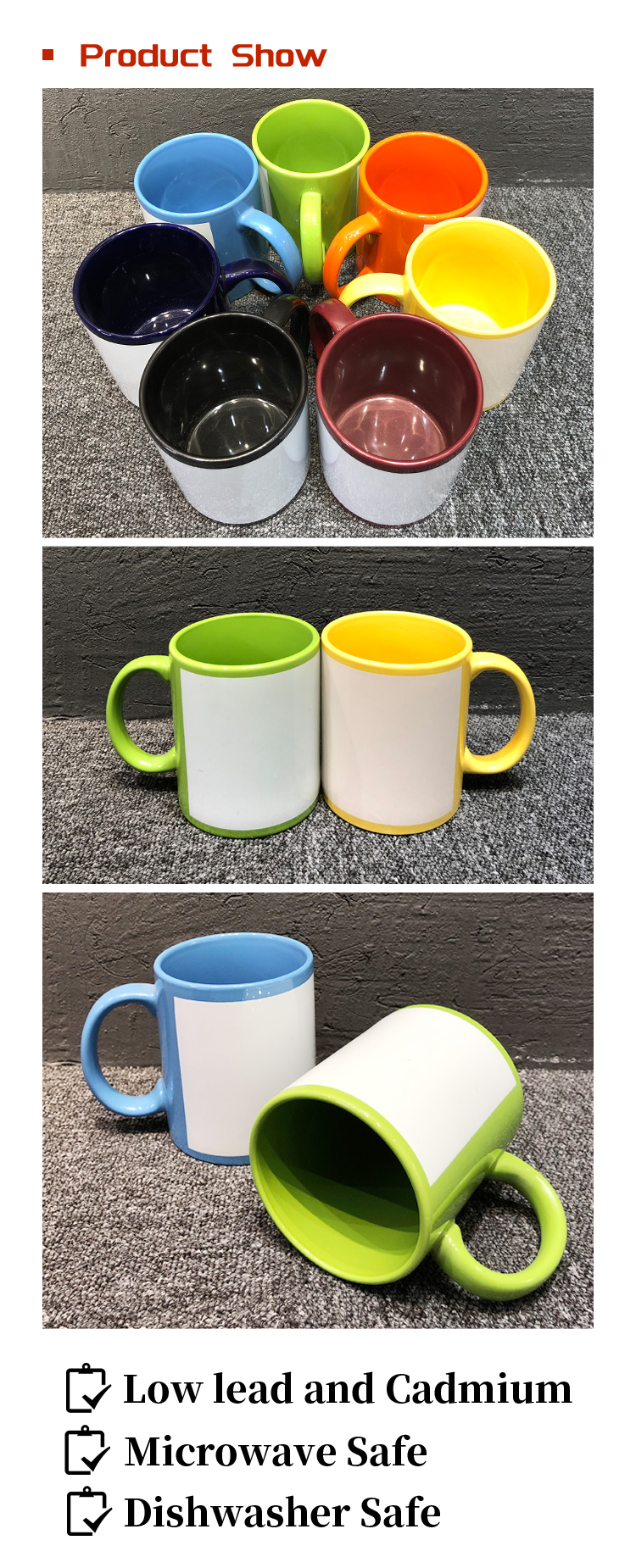 Personalized 11oz color white patch blank sublimation mugs