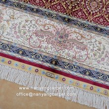 6'x9' Red Hand Knotted Silk Kashmir Rug