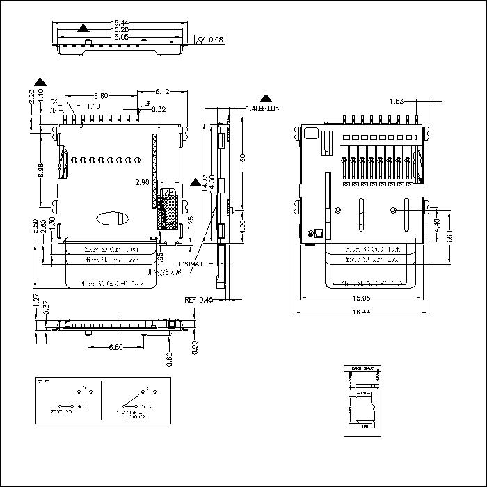 MICRO SD CARD series 1.40mm height connector ATK-MSIM140A002