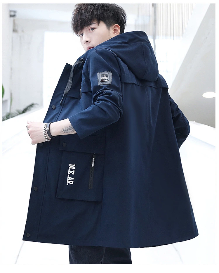 New Fashion Trend Slim Men's Youth MID-Length Jacket