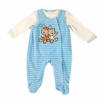 Cotton Babies' Suit/Long-sleeved Romper, with Embroidery