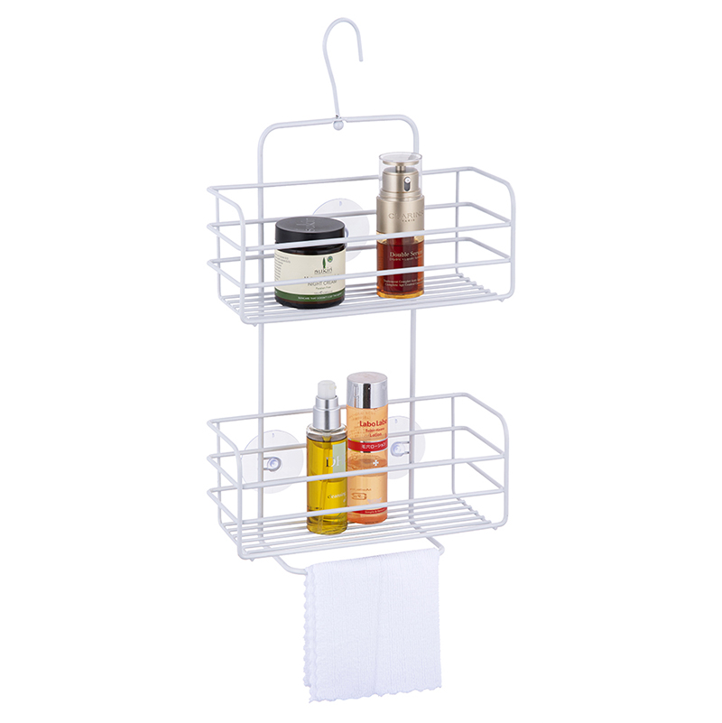 home toilet double tier metal bathroom storage rack shower caddy with towel holder