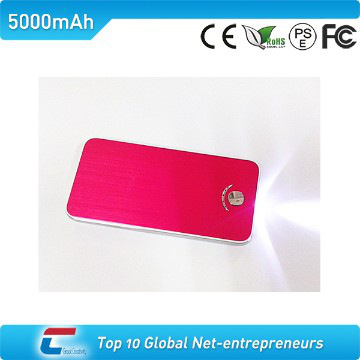 polymer metal power bank with led torch and 2.1A outputs