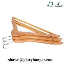Natural Flat Style Lotus Wood Garment/Clothes Hanger With Bar