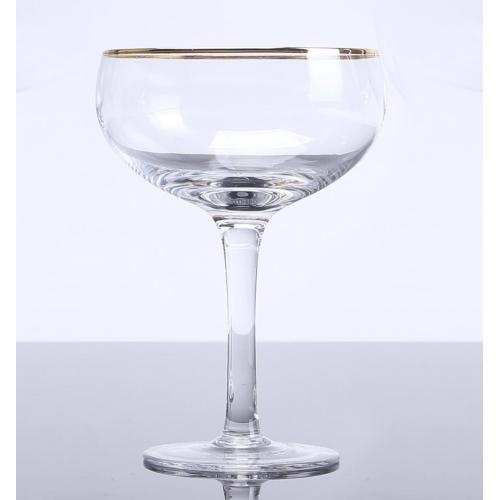 High Stem Wine Glass  With Gold Rim