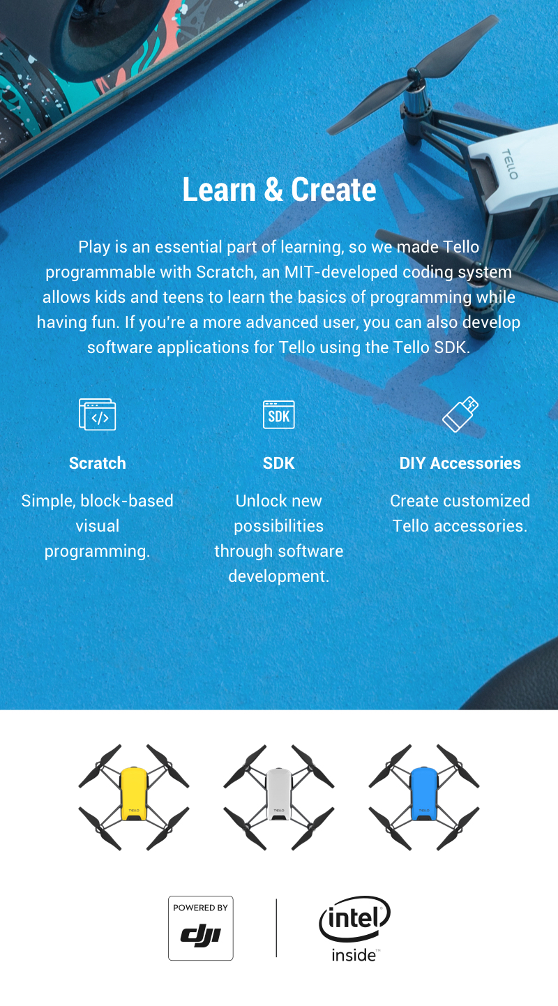 In Stock Fast delivery DJI Tello drone Flying Quadcopter Drone VS DJI Spark