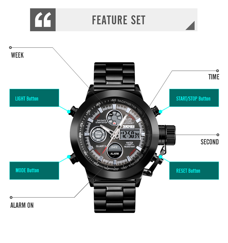 Luxury men stainless steel digital watch relogiio mascnlino