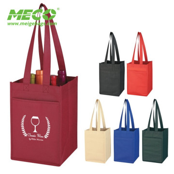 Non-Woven 4 Bottle reusable divided wine tote bag,wine bags