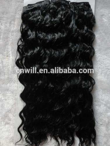 Stock synthetic hair weave wavy hair weft black hair