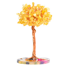 Raw Citrine Raw Stone Copper wire Resin Base Tree Ornament(140X80MM)