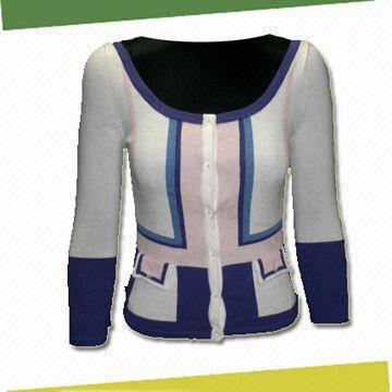 Women's Cardigan Sweater, Made of 100% Cotton