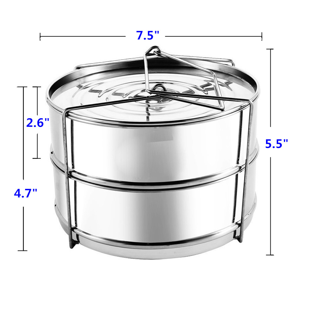 Stackable Steamer Insert Pans with Sling for Instants Pot Accessories 6/8 qt- Stainless Steel Food Steamer for Pressure Cooker,