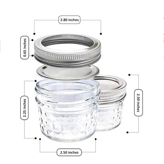 Top Quality Small Empty Mini Glass Mason Jar with Metal Lid for Jam Jelly