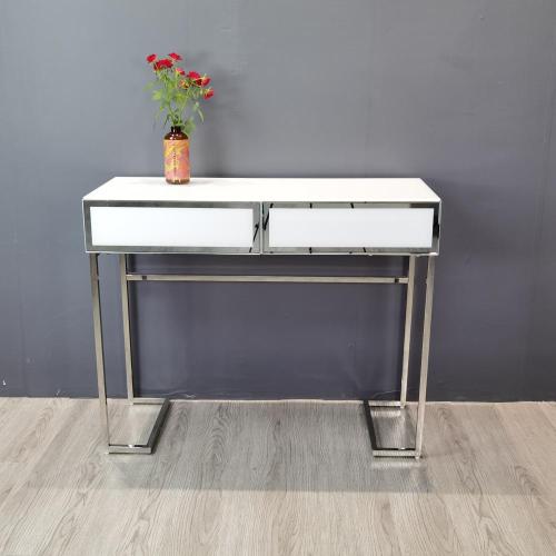 Table de tiroir en verre blanc de style contractuel