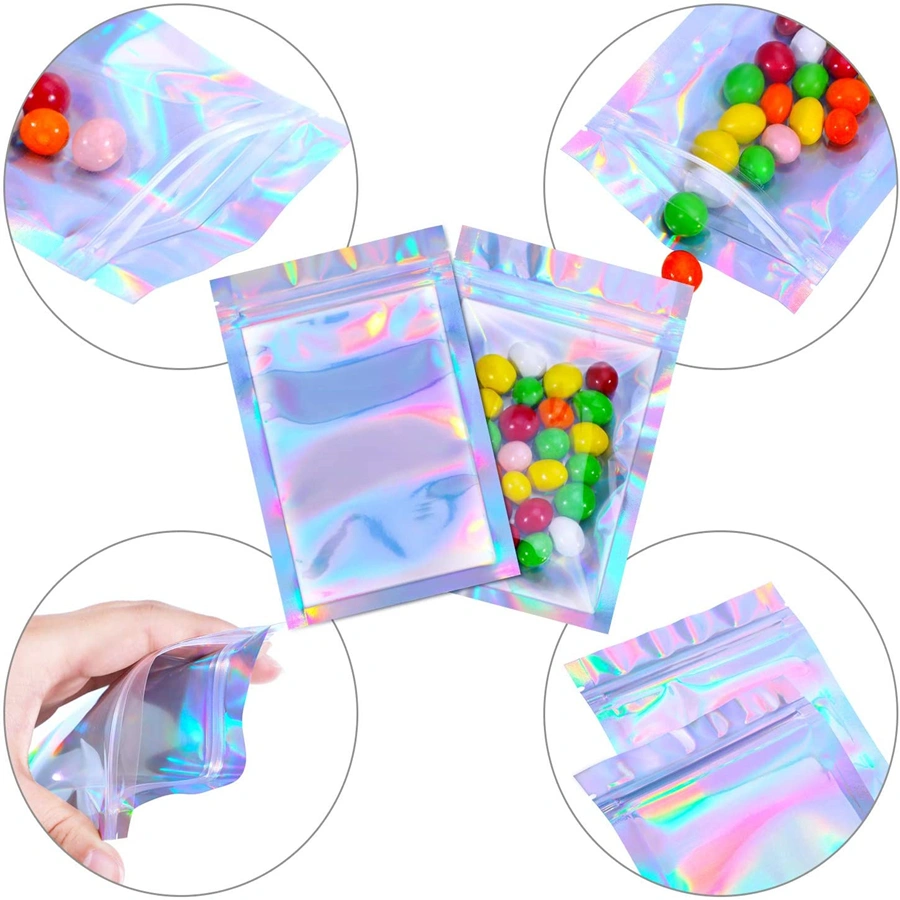 100 Pieces Resealable Smell Proof Bags Foil Pouch Gloss Candy Ziplock Bags for Party (4 X 6 Inches)