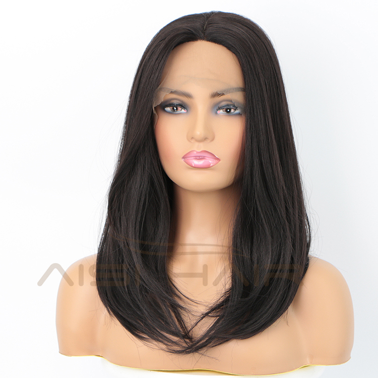 Aisi Hair Medium Long Natural Straight Wig Natural Wave Swiss Lace Wig Cheap Synthetic Lace Frontal Hair Wigs For Black Women