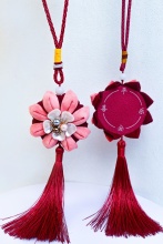 Mei Yi Arts "Ping An Xi Le" Lotus Tassel Hanging Pendant