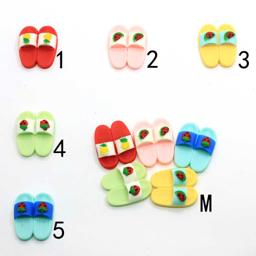 Slime Charms koraliki śliczne pantofelek dziecięcy żywica kaboszon Kawaii Flatback etui na telefon z owocami DIY Craft Girls Scrapbooking biżuteria Decor