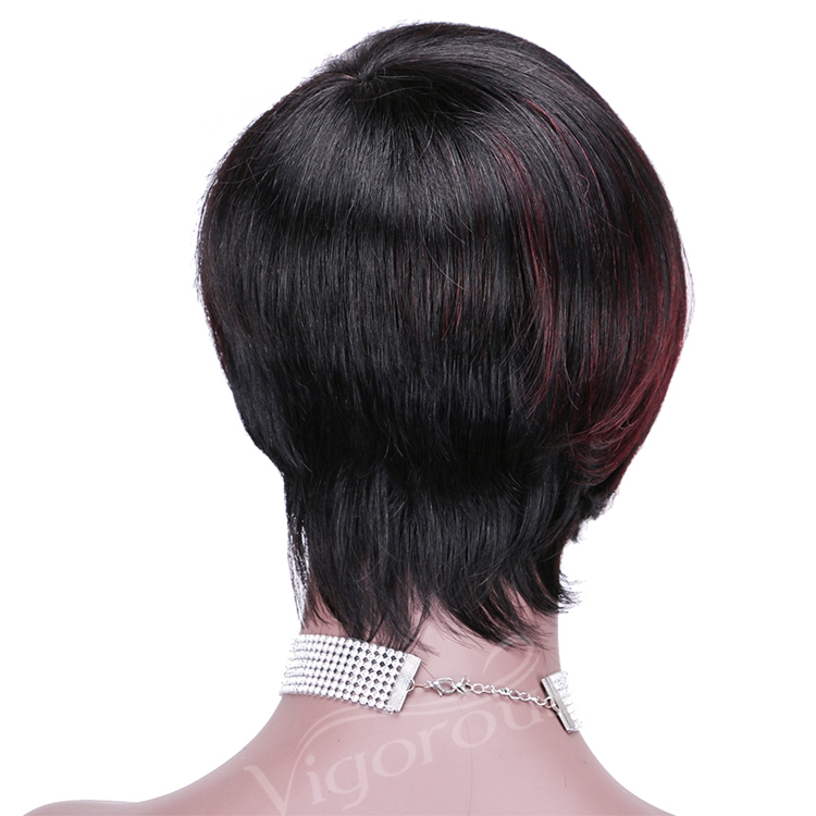 Short Bob Straight Highlight Red Wholesale Pixie Cut Wave Cheap Glueless Brazilian Raw Human Hair Wigs Black Women