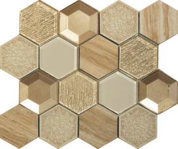 3D effect hexagon glass mosaic