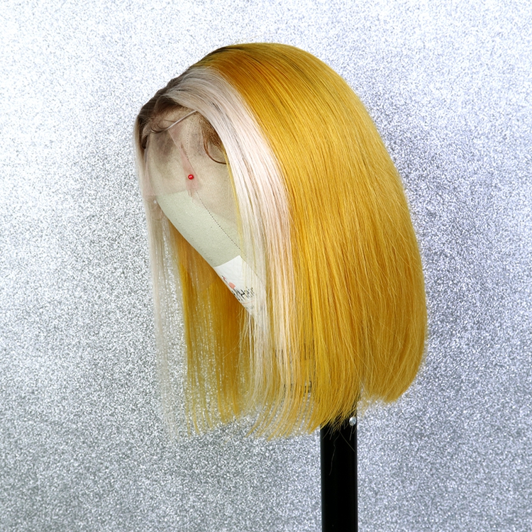 Annione Wholesale Human Hair Wigs Silky Straight Short Bob Short Blonde Wigs Colored Lace Front Bob Human Hair Wigs