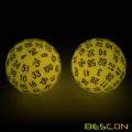 Bescon Glow in Dark Polyhedral Dados de 100 lados Luminoso amarillo, dados luminosos D100, cubo de 100 lados, dados de juego Glow-in-Dark D100