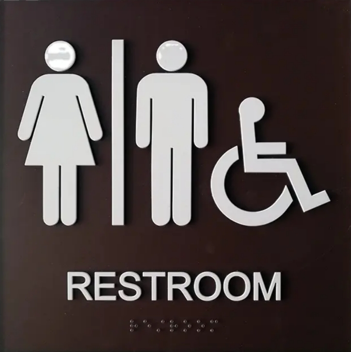 Bathroom Sign With Braille Png