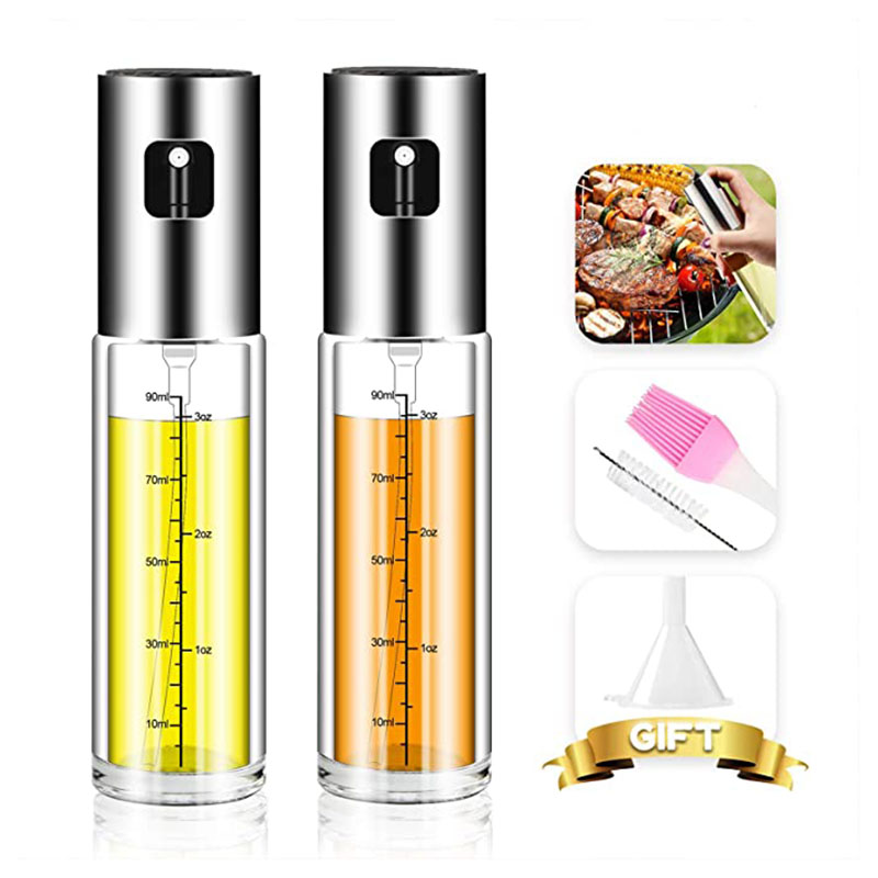 2pack Oil Sprayer Bottle Set Oil Dispenser Bottle for Cooking, Sprayer Bottle for Oil, BBQ, Kitchen Baking with Brush Funnel