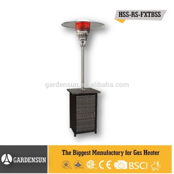 wiker mushroom heater with bar table use to garden cafe bar
