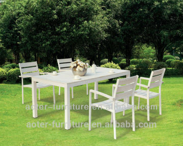 Outdoor wooden white plastic outdoor table and chair furniture set