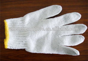Natural white cotton glove/Red overlock work cotton glove
