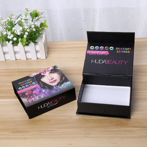 Kotak Hadiah Kosmetik Luxury Black Box Magnetic Lid