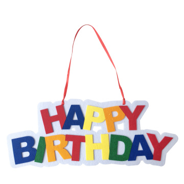 Happy birthday wall sign and hanging decorations