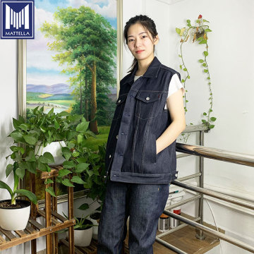 15oz cotton denim jean vest jacket for women