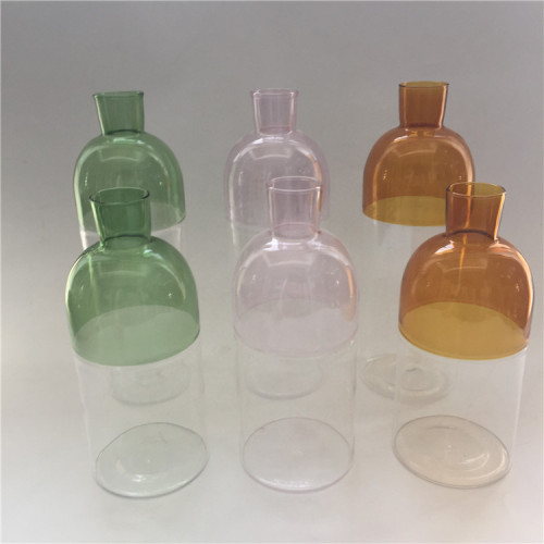 unique half colorful glass bottle  decorative glasswares