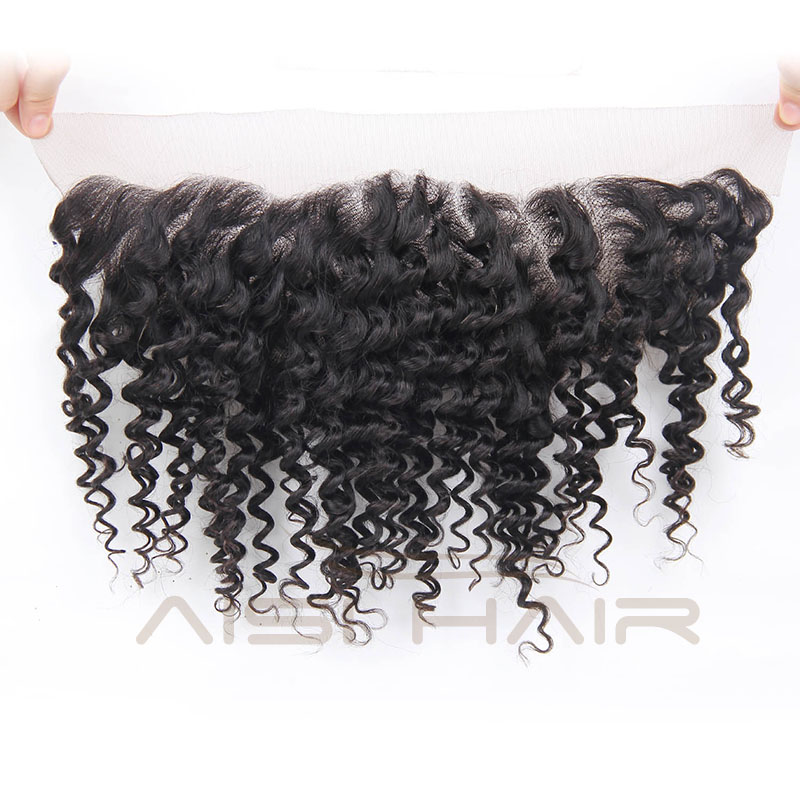 Afro Kinky Curly 13*4 Human Hair Lace Frontal 100% Peruvian  Human Hair