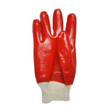 Red PVC coated gloves smooth finish