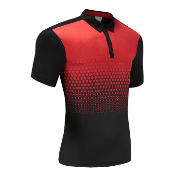 Camisa polo masculina seca de futebol com desgaste vermelho