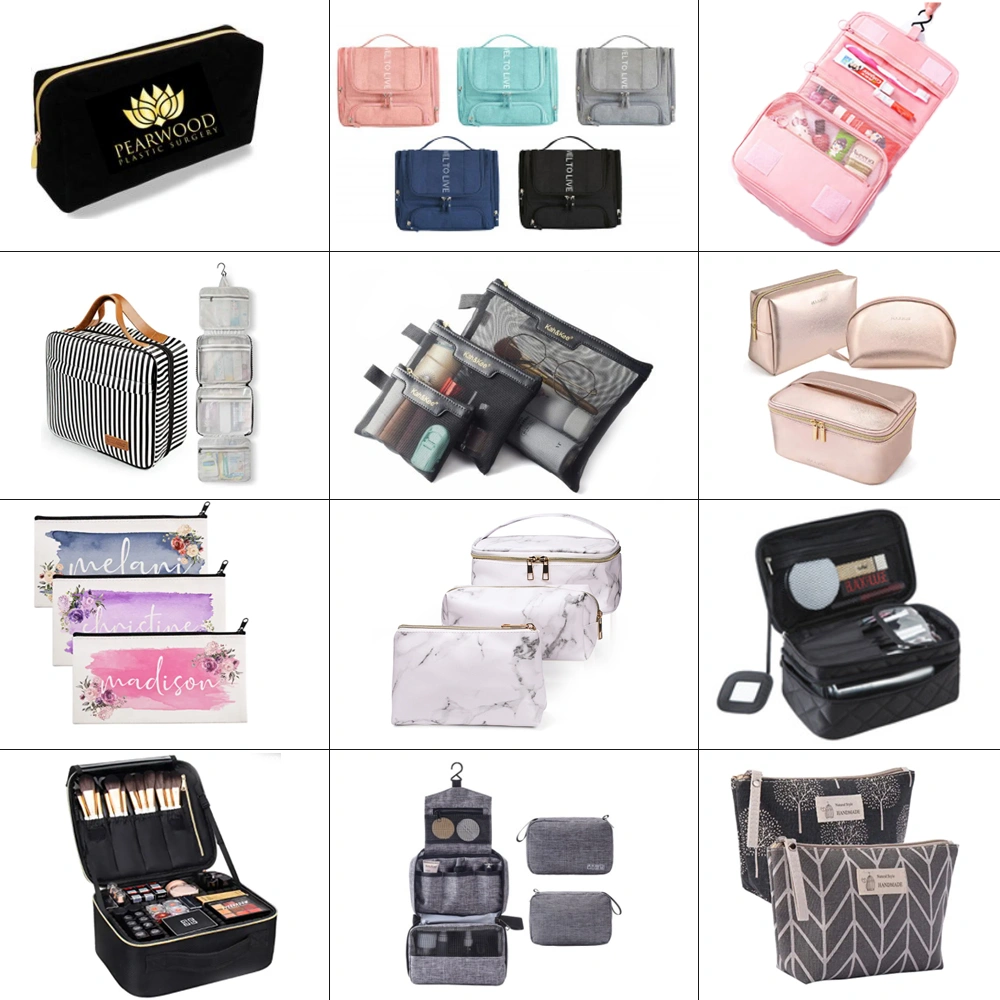 Custom Men Business Trip Travel Pouch Waterproof Fabric Hand-Made Sewing Cosmetic Toilet Bag