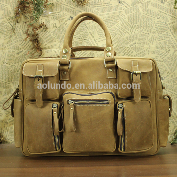 Full grain leather men laptop tote bag