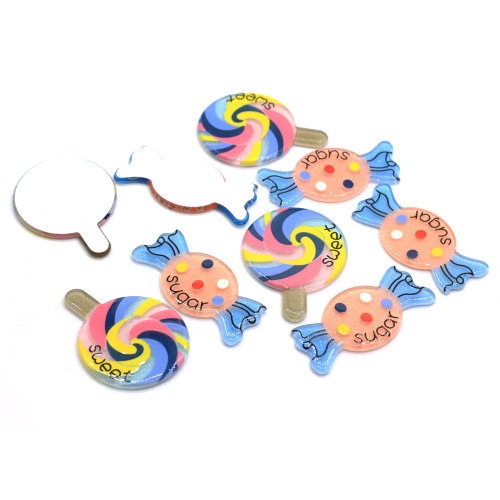 Leuke Schoonheid Kawaii Zoete Spiraal Regenboog Lolly Snoep Hars Cabochons Plaksteen Voor DIY Telefoon Decoratie