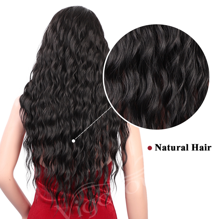 Wholesale U Part Water Wave Futura Curly Long For Black Women Synthetic Lace Wigs Heat Resistant Fiber