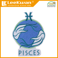 Eco-Friendly PISCES Embroidery Patch with heat-cut backing