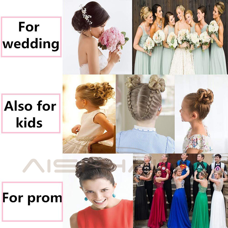 Aisi Hair Elastic Donut Blonde Ponytail Extensions Hair Ribbon Bundles Curly Synthetic Bun for Brides Women Hair Chignons Bun