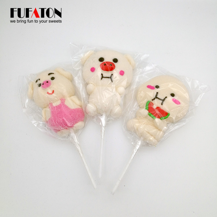 Funny Cartoon animal frog shape marshmallow lollipop candy