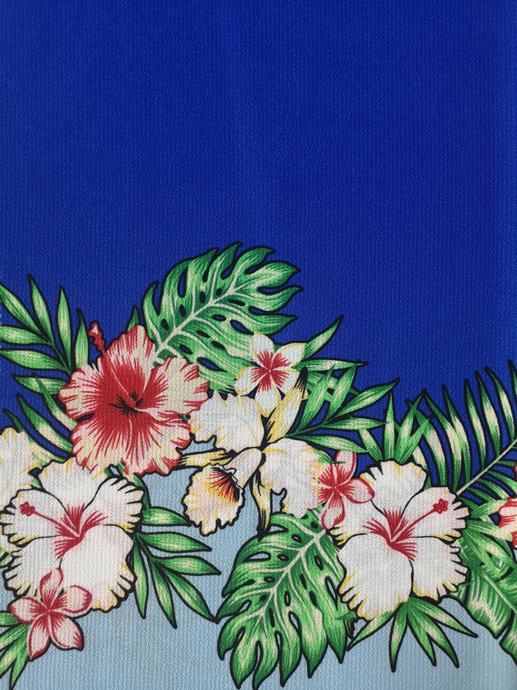 Border Flower Polyester Bubble Crepe Printing Fabric