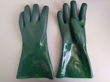 Anti water PVC working gloves jersey liner 35cm double dip and sandy finish