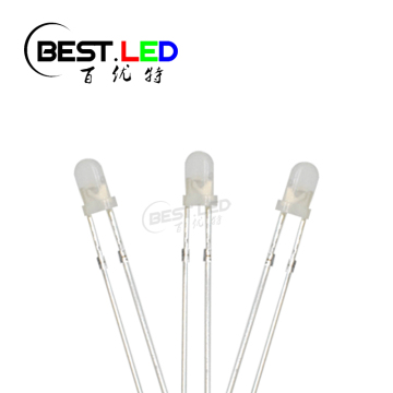 Diffused Green LED 3mm Milky Lens 520nm 525nm